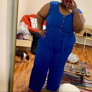 Blue belted jumpsuit